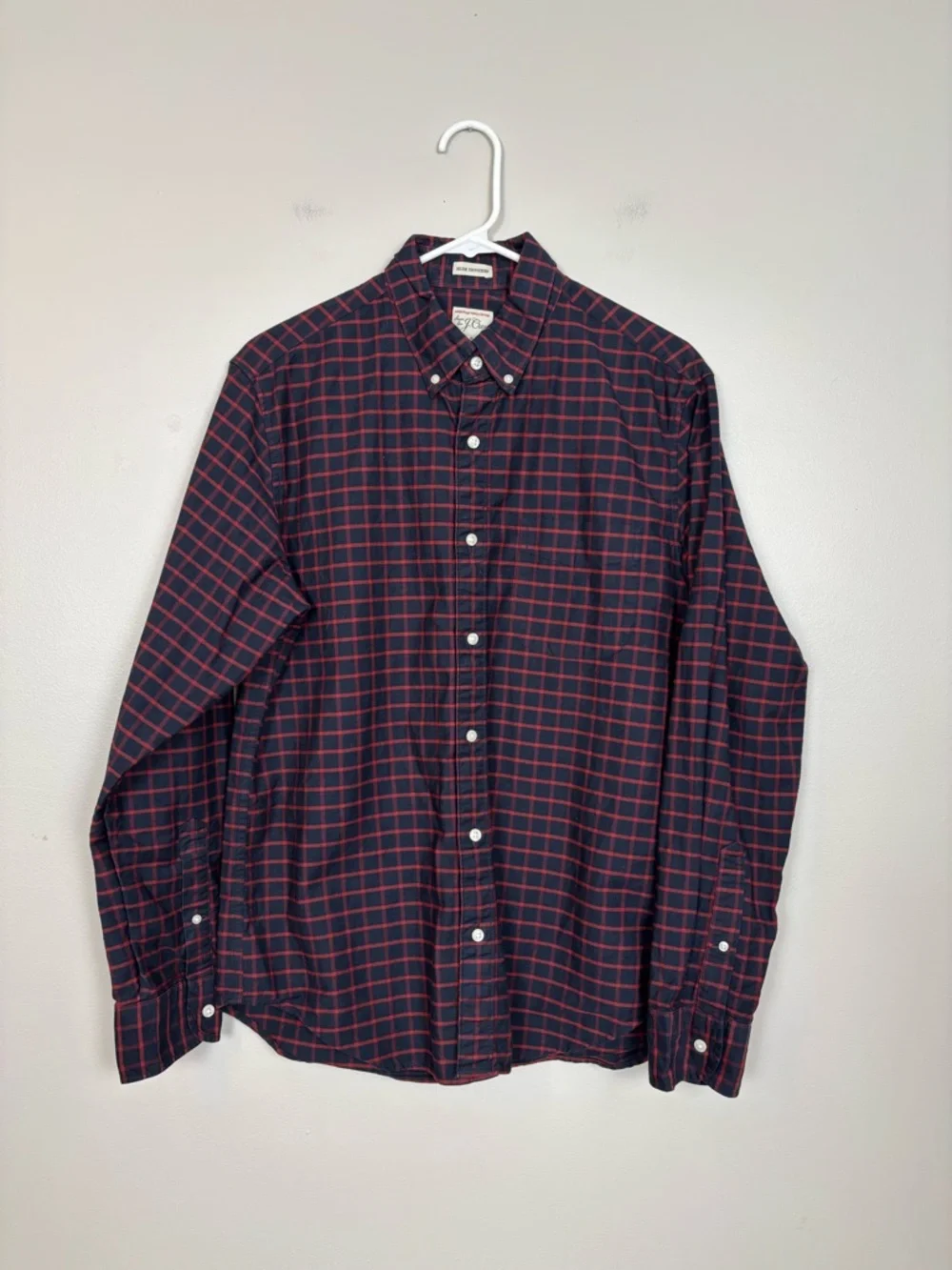 J Crew Shirt Mens Med Slim Untucked 100% American Pima Cotton Long Sleeve Plaid